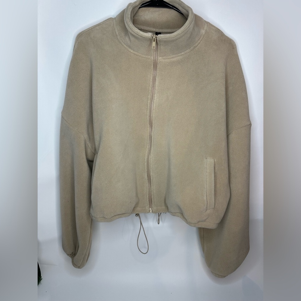Beige Fleece Jacket with Zip - Picture 11 of 13